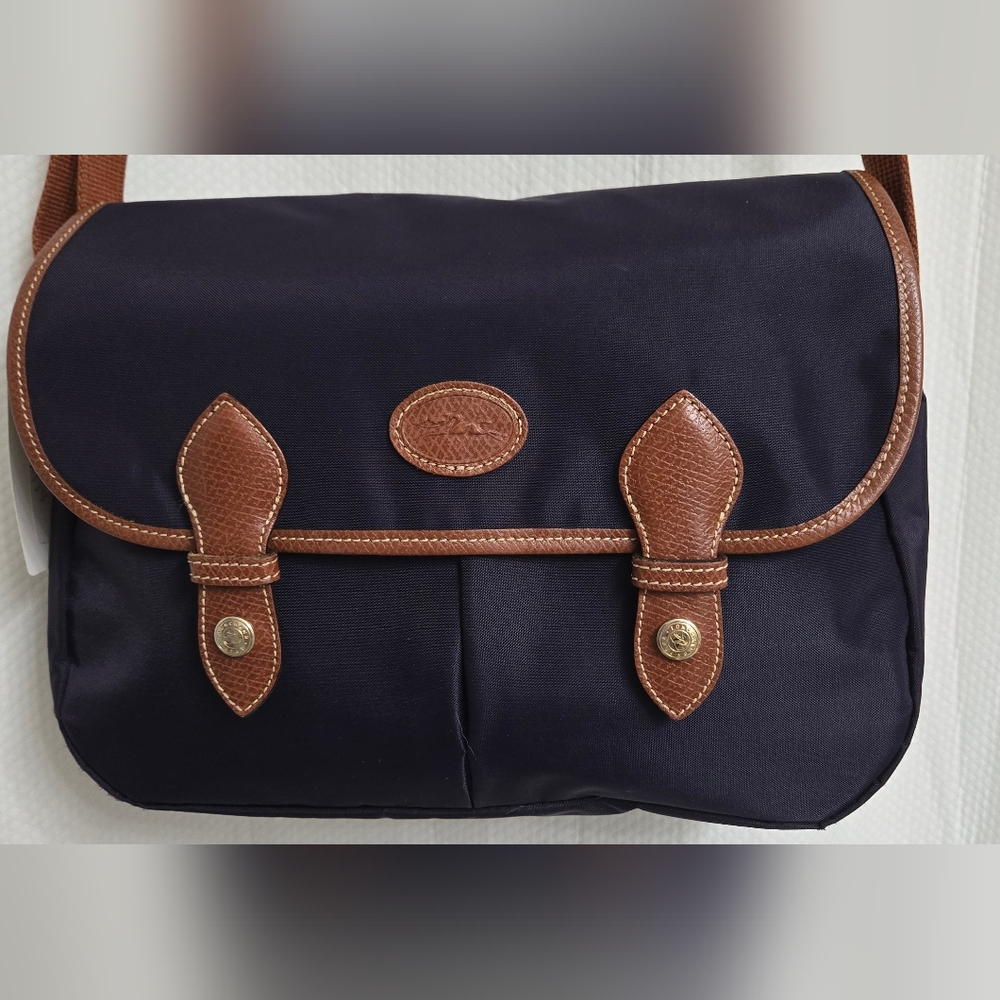 EUC Longchamp Vintage Navy Le Pliage Messenger Cross Body Bag - Picture 2 of 12